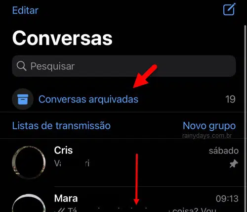 Conversas arquivadas iPhone