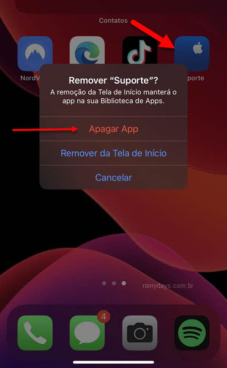desinstalar app Suporte da APple para bandido não alterar senha ID Apple