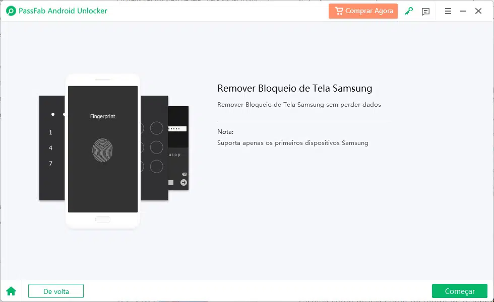 Passfab Android Unlocker selecionar dispositivo para remover FRP Lock