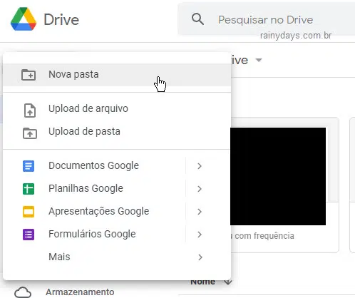 Novo nova pasta Google Drive