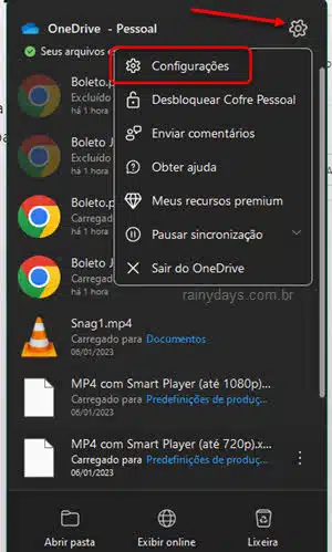 Configurações OneDrive Windows 11