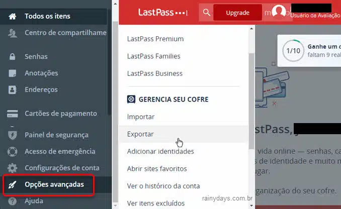 Como exportar senhas do LastPass para outro gerenciador?