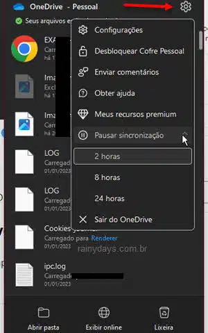 Pausar temporariamente sincronização para não deixar salvar arquivos do OneDrive no Windows