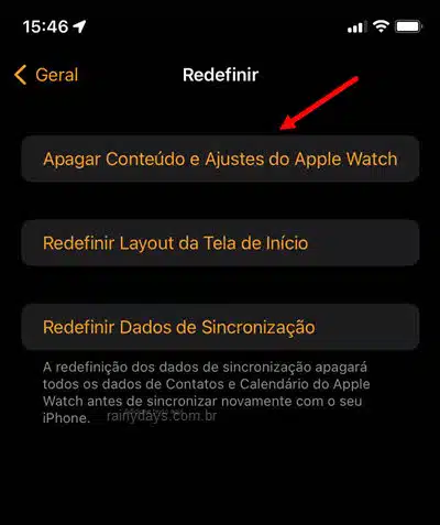 apagar conteúdos e ajustes do Apple Watch travado na maçã