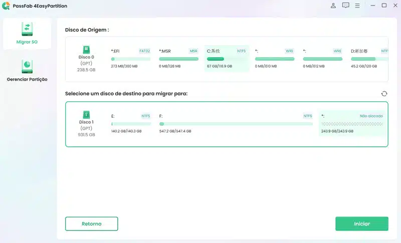 Clonar SSD com o PassFab 4EasyPartition