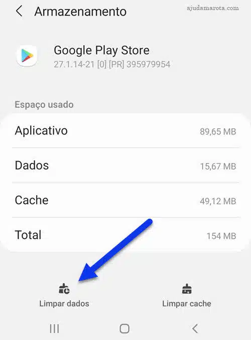 Limpar dados Google Play Store Android