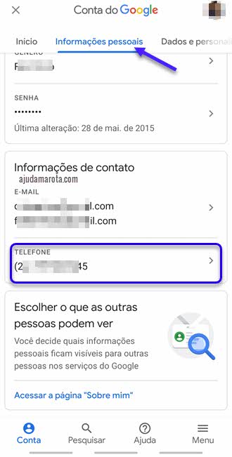 Como alterar número de telefone do Gmail pelo celular