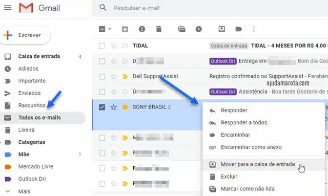 Como desarquivar mensagens no Gmail 