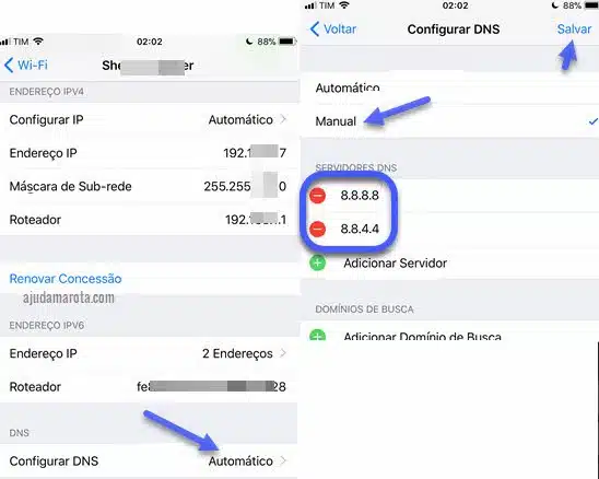 Como usar DNS do Google no iPhone