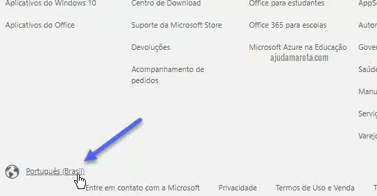 Alterar país região da Microsoft Store no site online