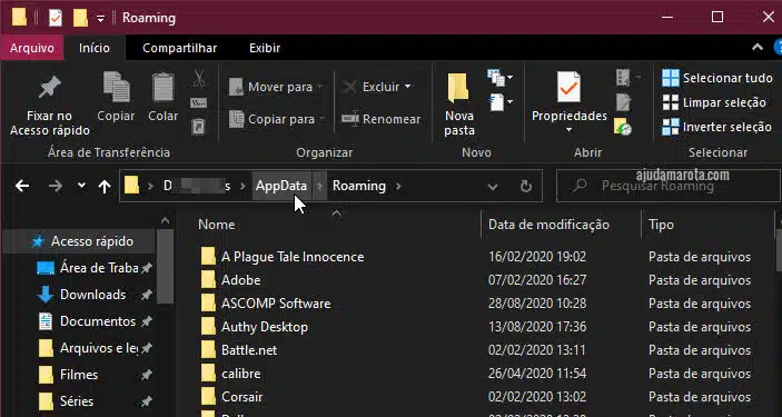 Como abrir a pasta AppData no Windows 10