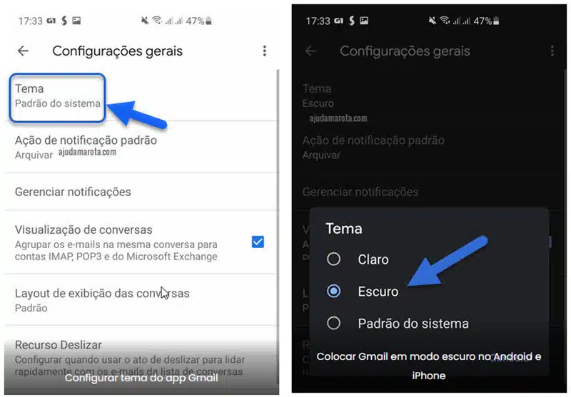 Como colocar Gmail em modo escuro no Android e iPhone