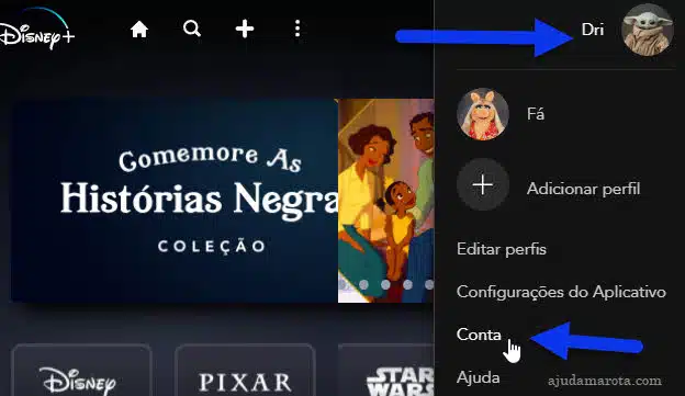 Etapas para alternar a assinatura Disney+ para anual