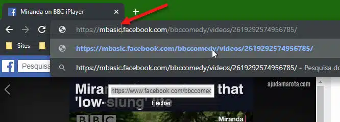 Trocar www mbasic download salvar vídeos Facebook computador