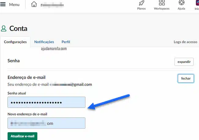 Como alterar nome de usuário e email no Slack