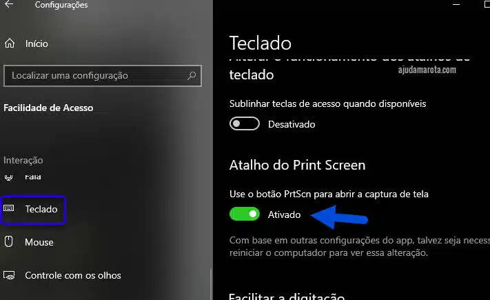 Como usar Print Screen para abrir captura de tela no Windows