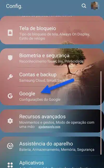 Configurações do Google no celular Android
