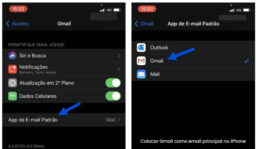 Como colocar Gmail como email padrão no iPhone