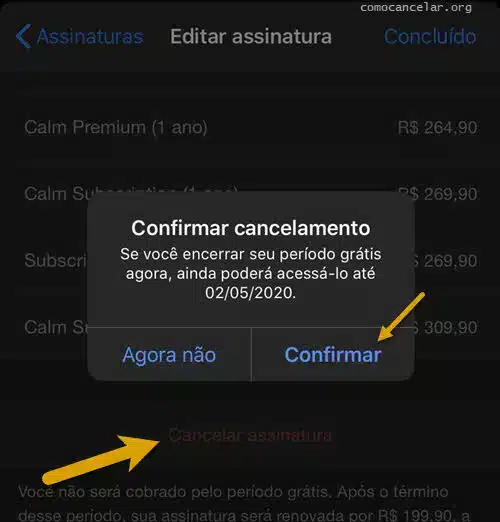 Procedimento para cancelar assinaturas de aplicativos pelo iPhone